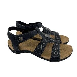 Bearpaw Ridley II Sandal Black Boho Flat Comfort Adjustable Faux Leather Women 6